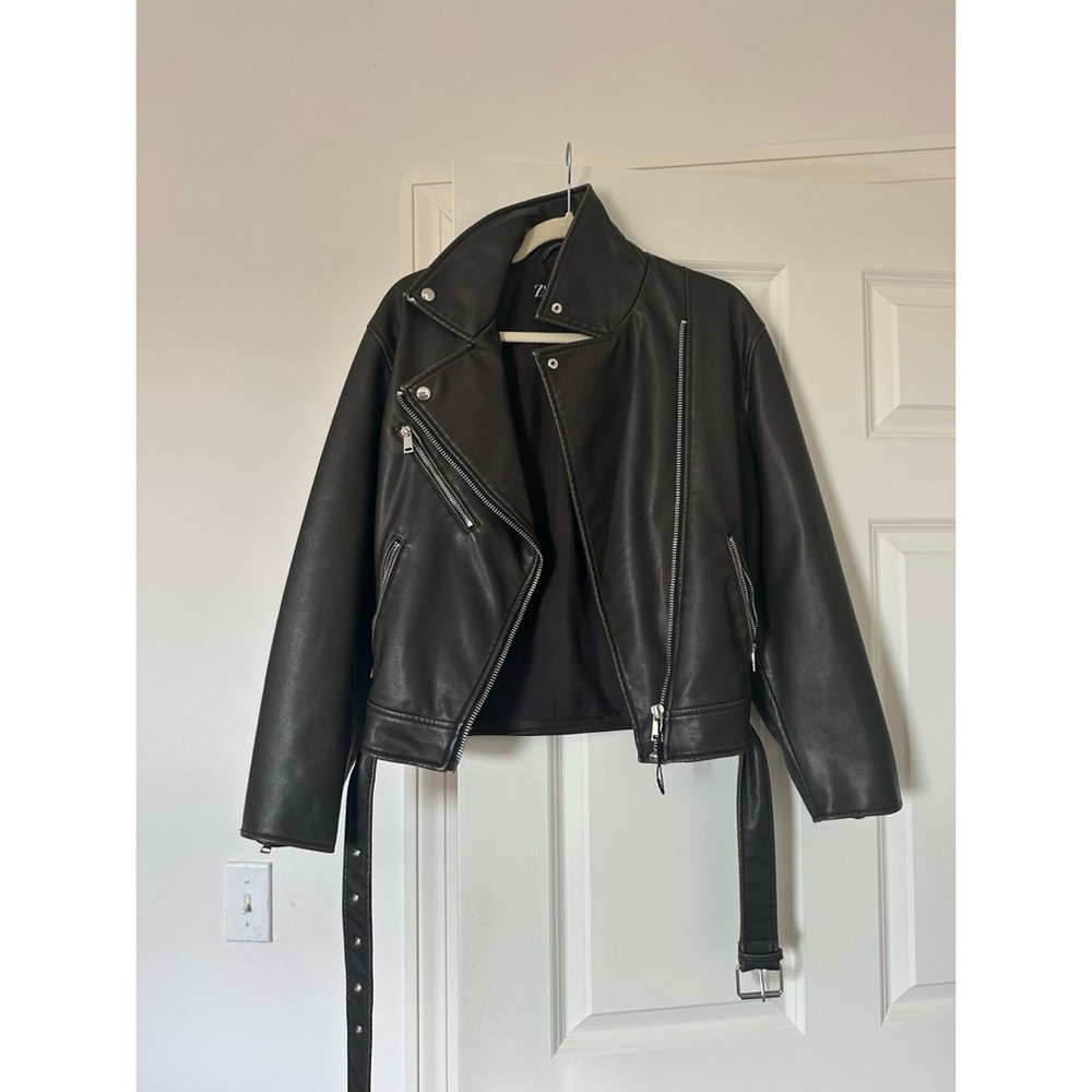 Zara Leather Bomber Blogger Favorite
